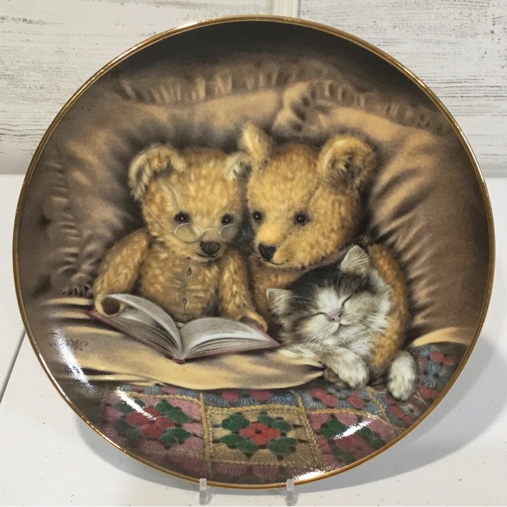 "BEDTIME STORY" Plate Teddy Bear Franklin Mint Sue Willis Bears Limited Edition